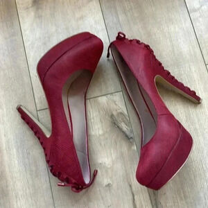 Boutique 9 Kaymen Sexy Red Lace Up Pumps Heels Sz 8.5